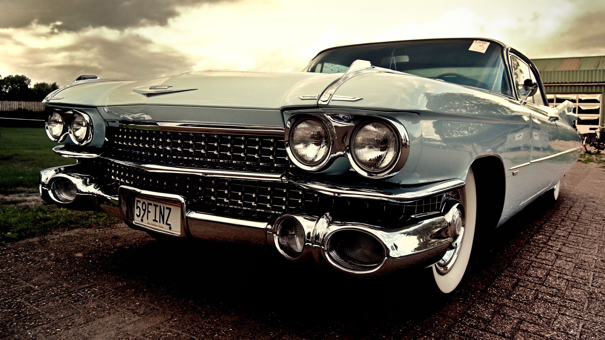 Classic car on a cloudy day
