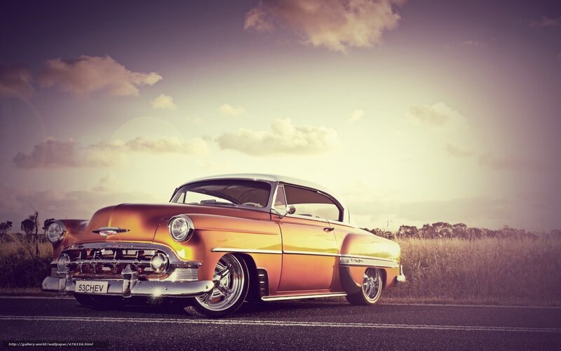 Classic car on a country road