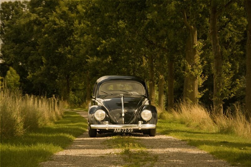 Classic car on a country road