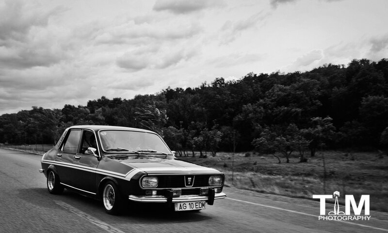 Classic car on a country road
