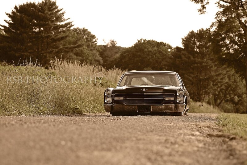 Classic car on a country road