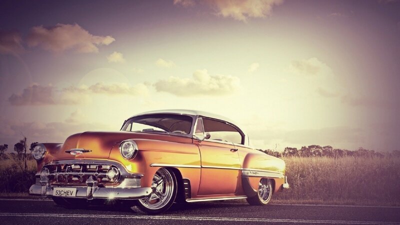 classic car on a country road