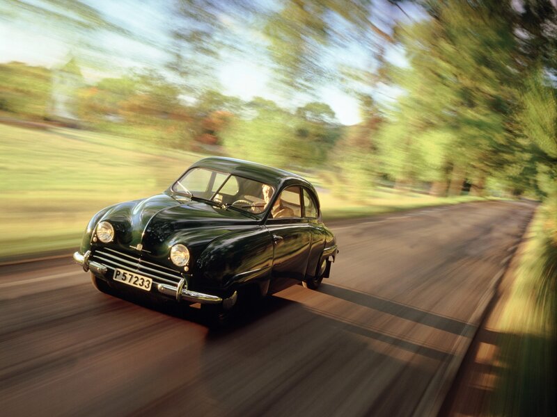 Classic car on a country road