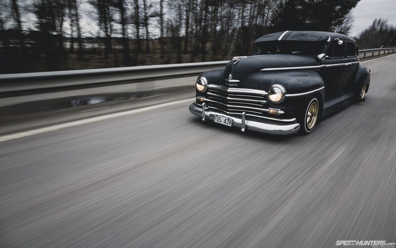 Classic car on a highway