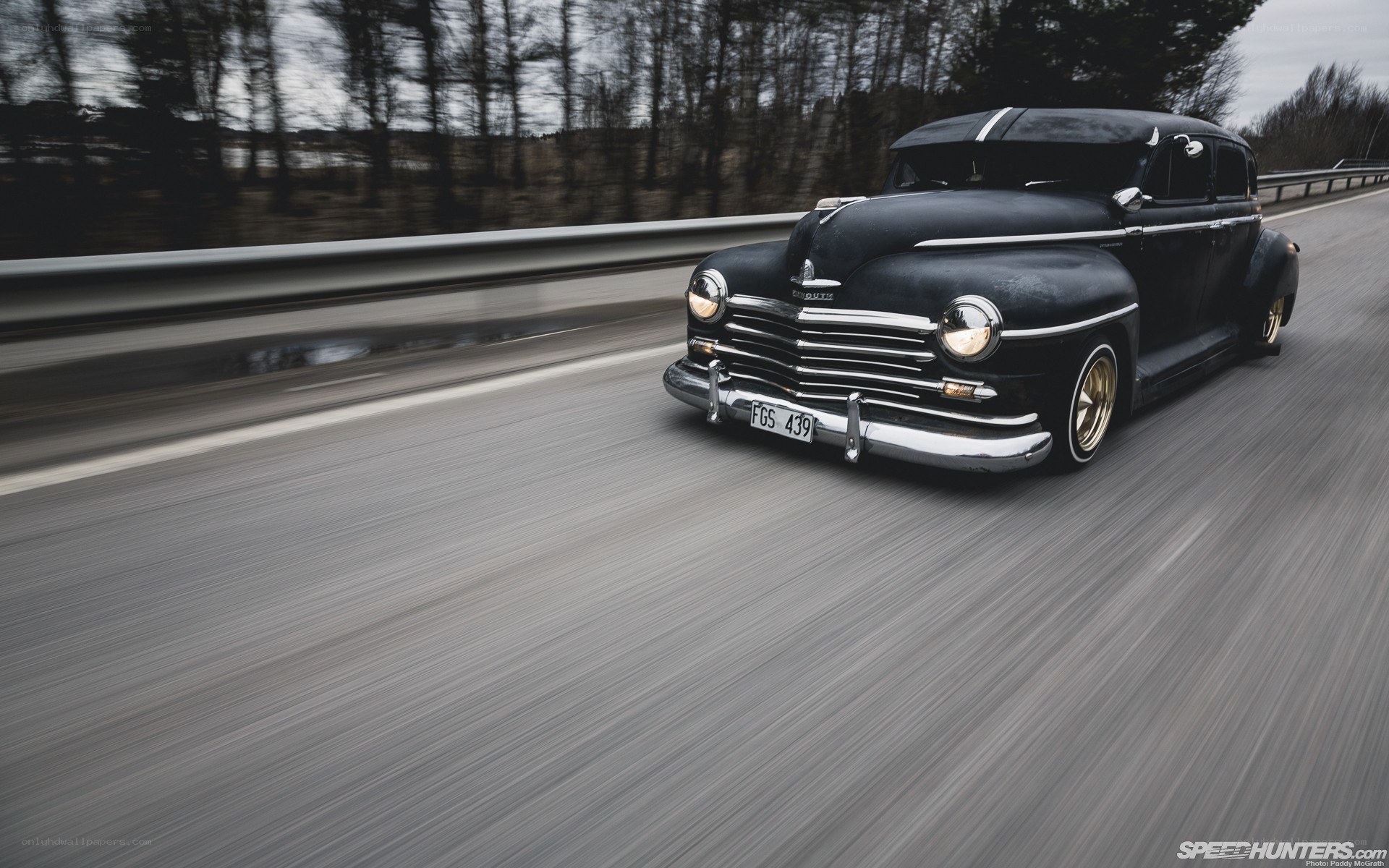 Classic car on a highway