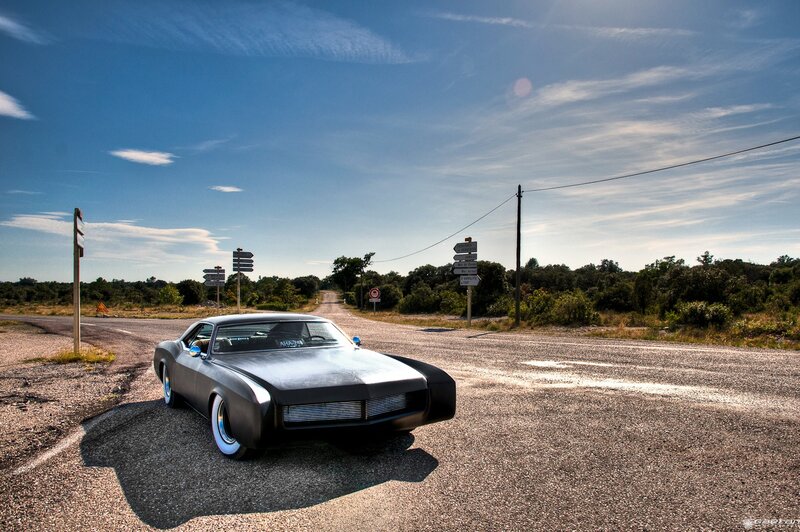 Classic car on a rural road