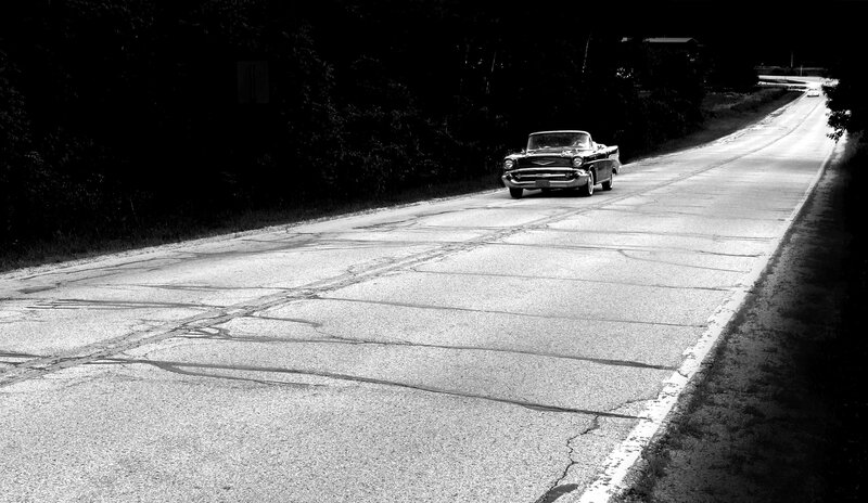Classic car on a rural road