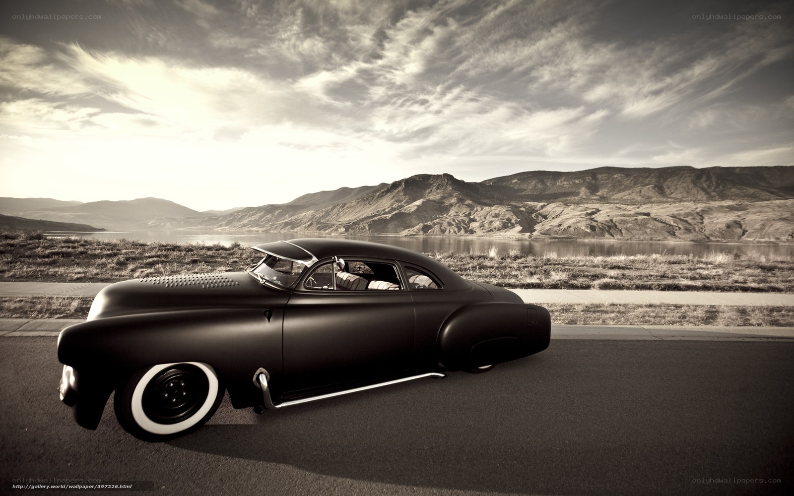 Classic car on a scenic road