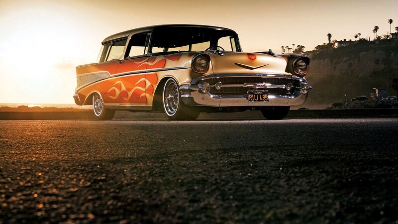Classic Car on Beach — Gold