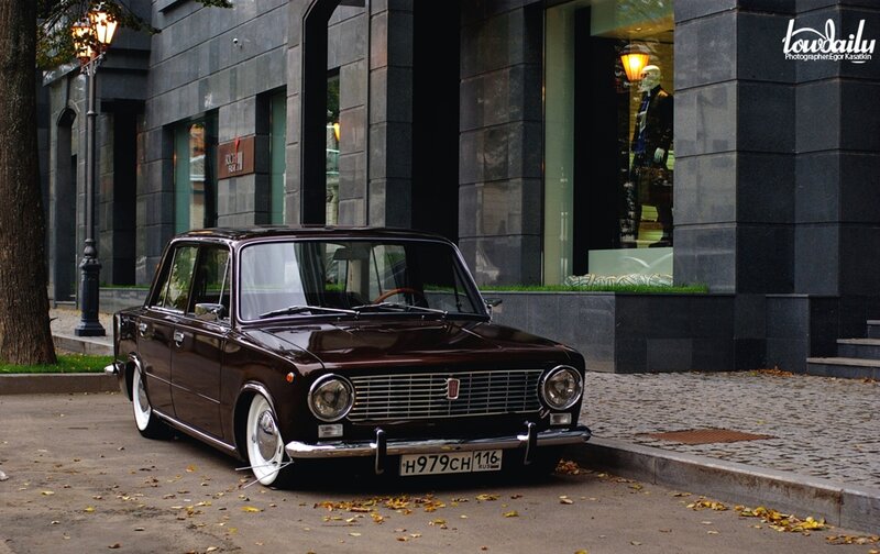 Classic car on city street