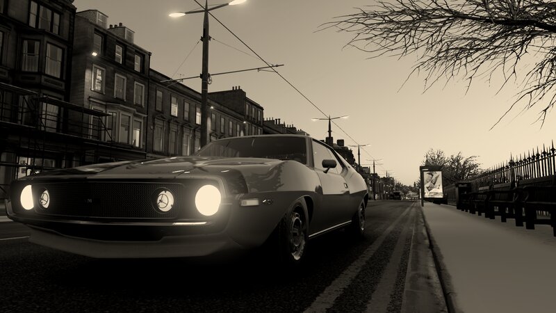 Classic Car on City Street — Black