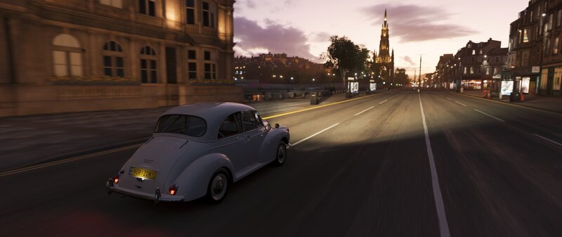 Classic Car on City Street — Gray