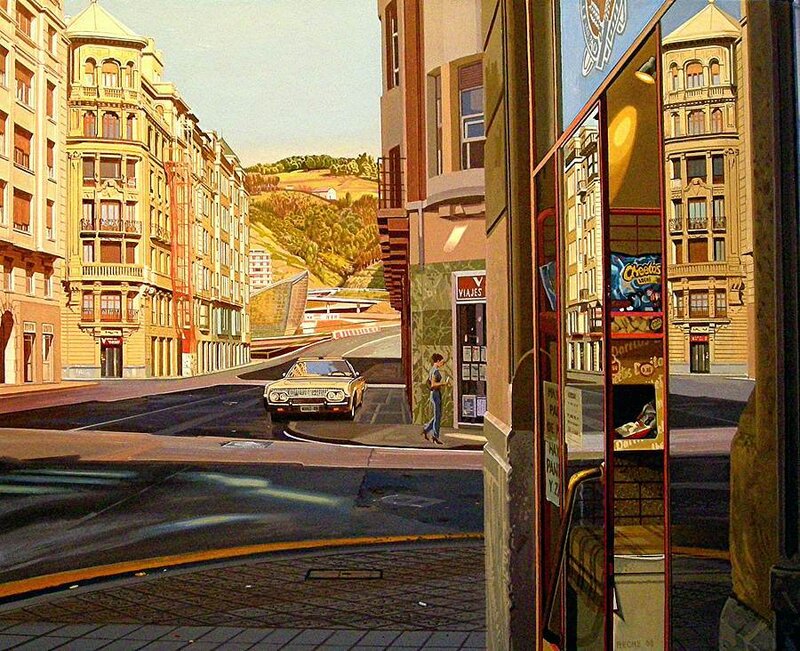 Classic Car on City Street — Yellow