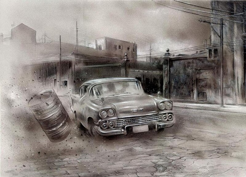 Classic Car on Cobblestones