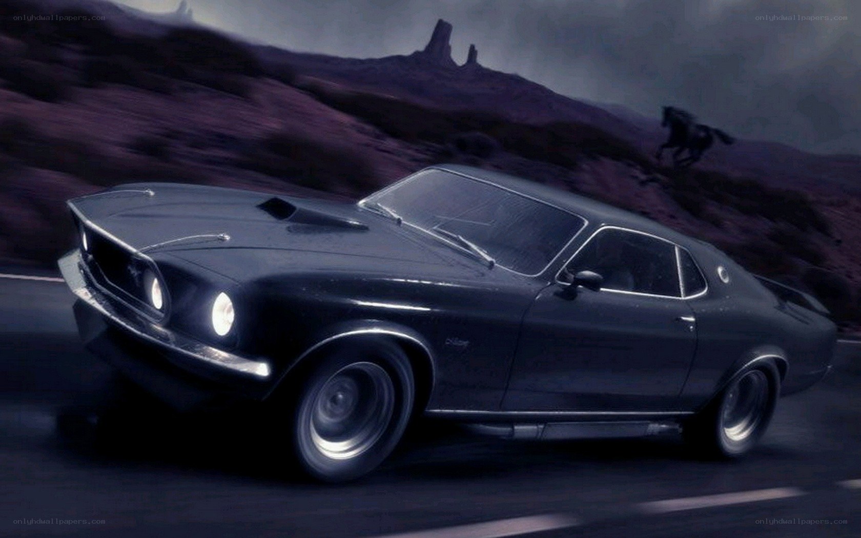 classic car on desert road