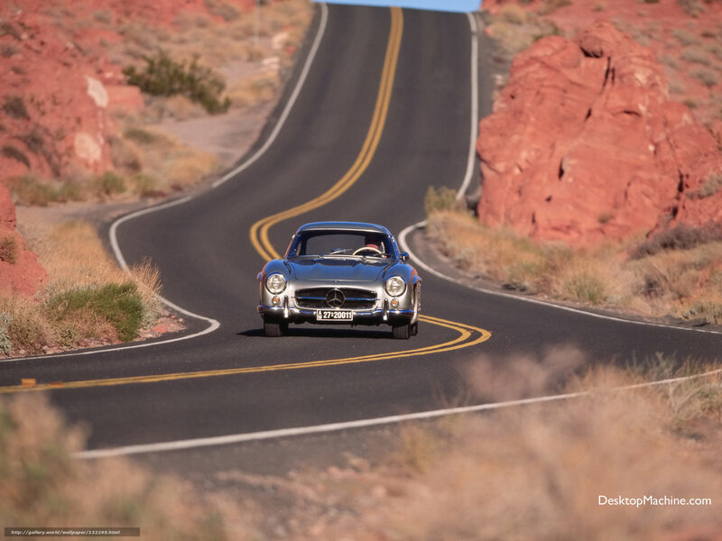 classic car on desert road