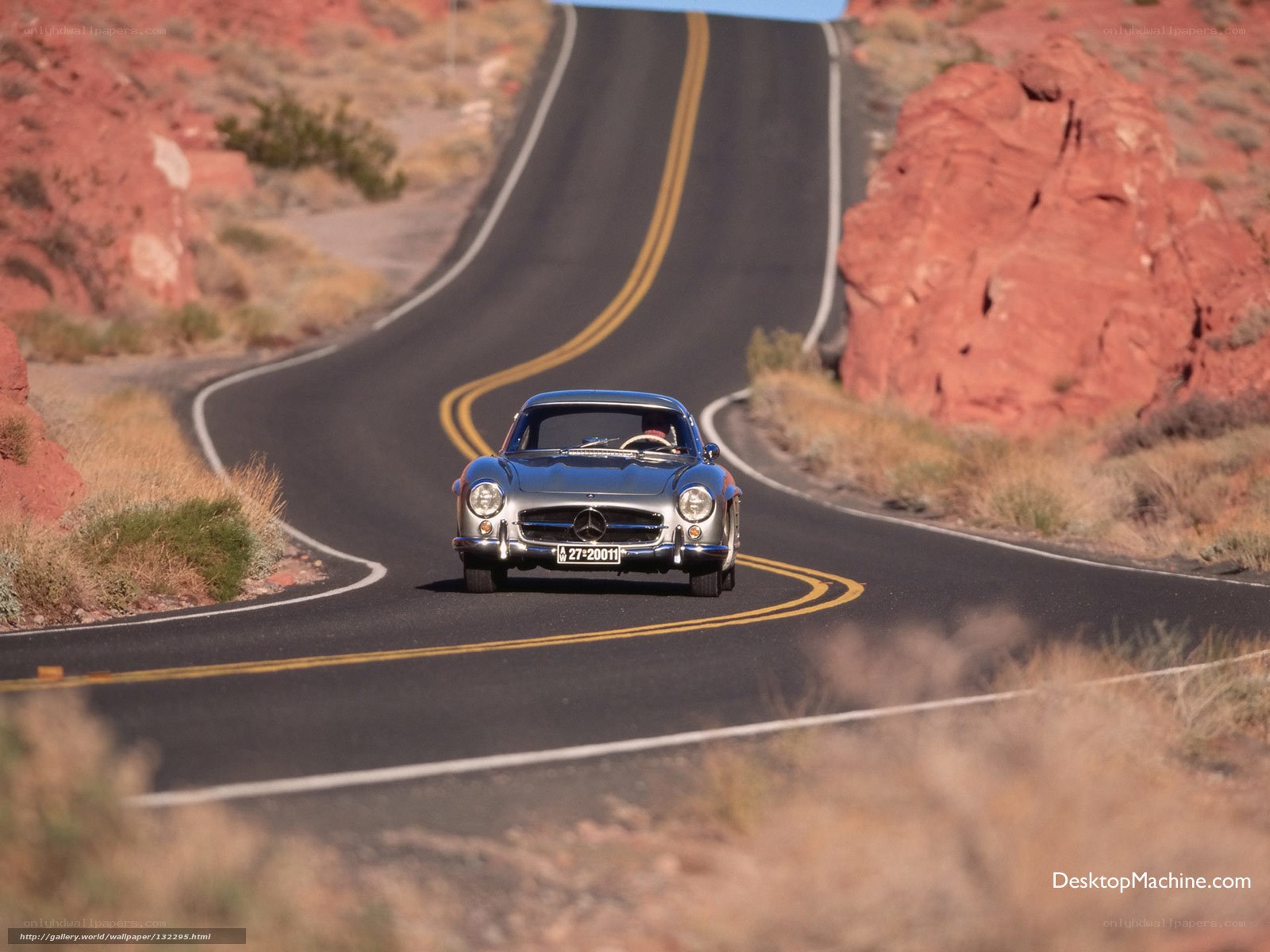classic car on desert road