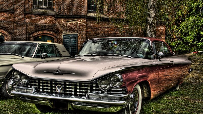 Classic Car on Grass — Brown, Dramatic