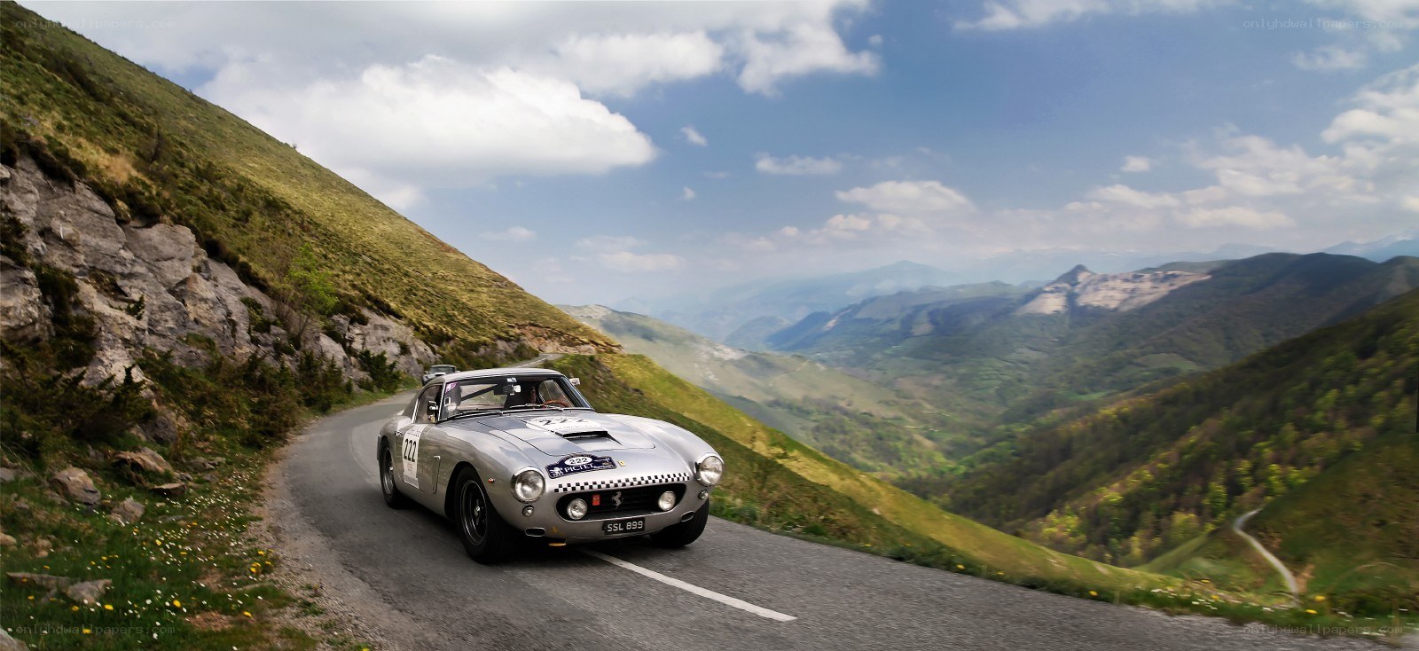 Classic car on mountain road