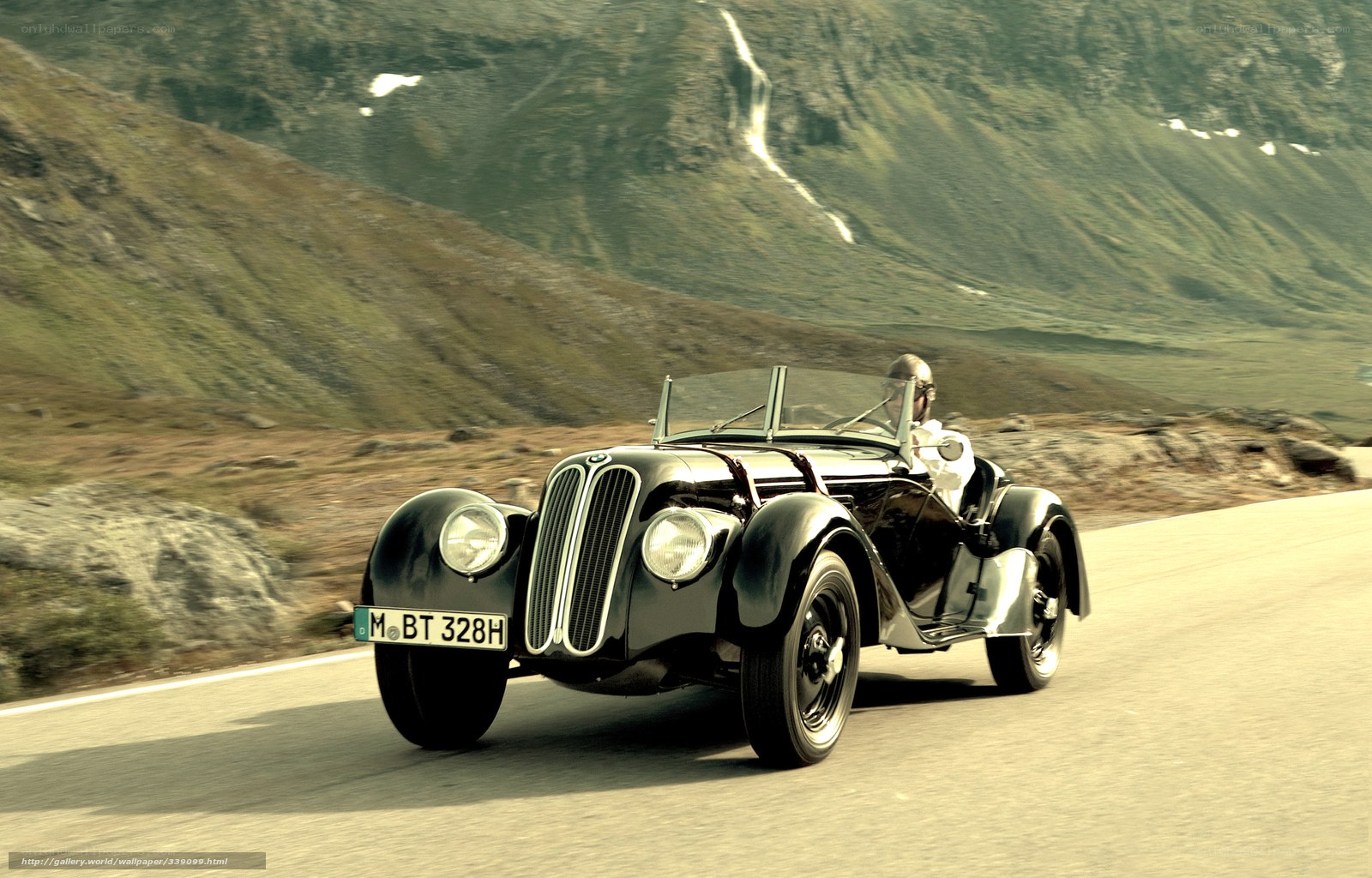 Classic car on mountain road