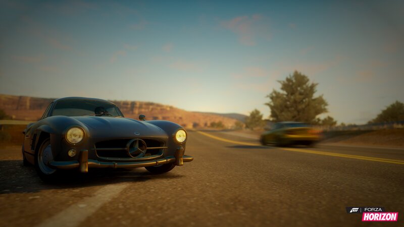 Classic Car on Road — Blue