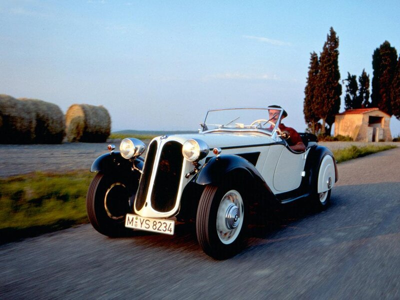 Classic Car on Road — White