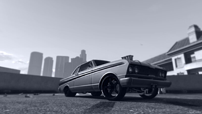 Classic Car on Rooftop — Gray
