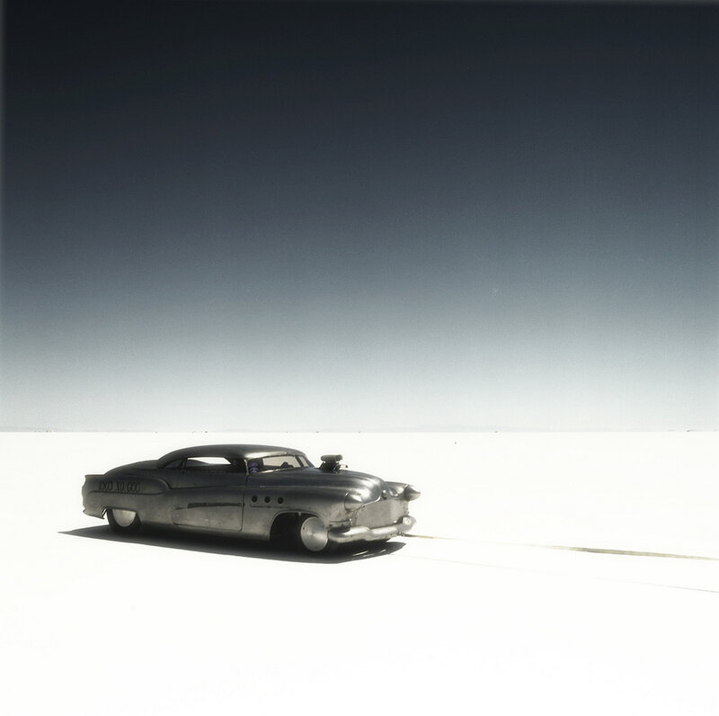 Classic car on salt flat