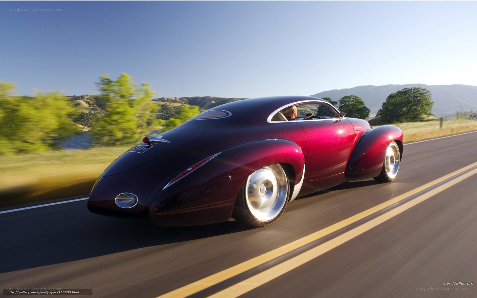classic car on scenic road