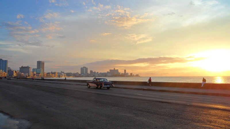 Classic Car on Seaside Road