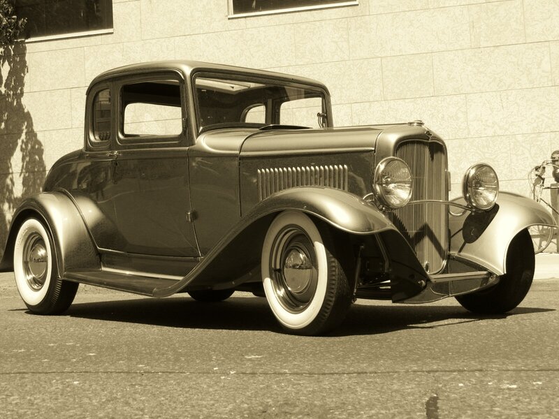 Classic Car on Street — Sepia