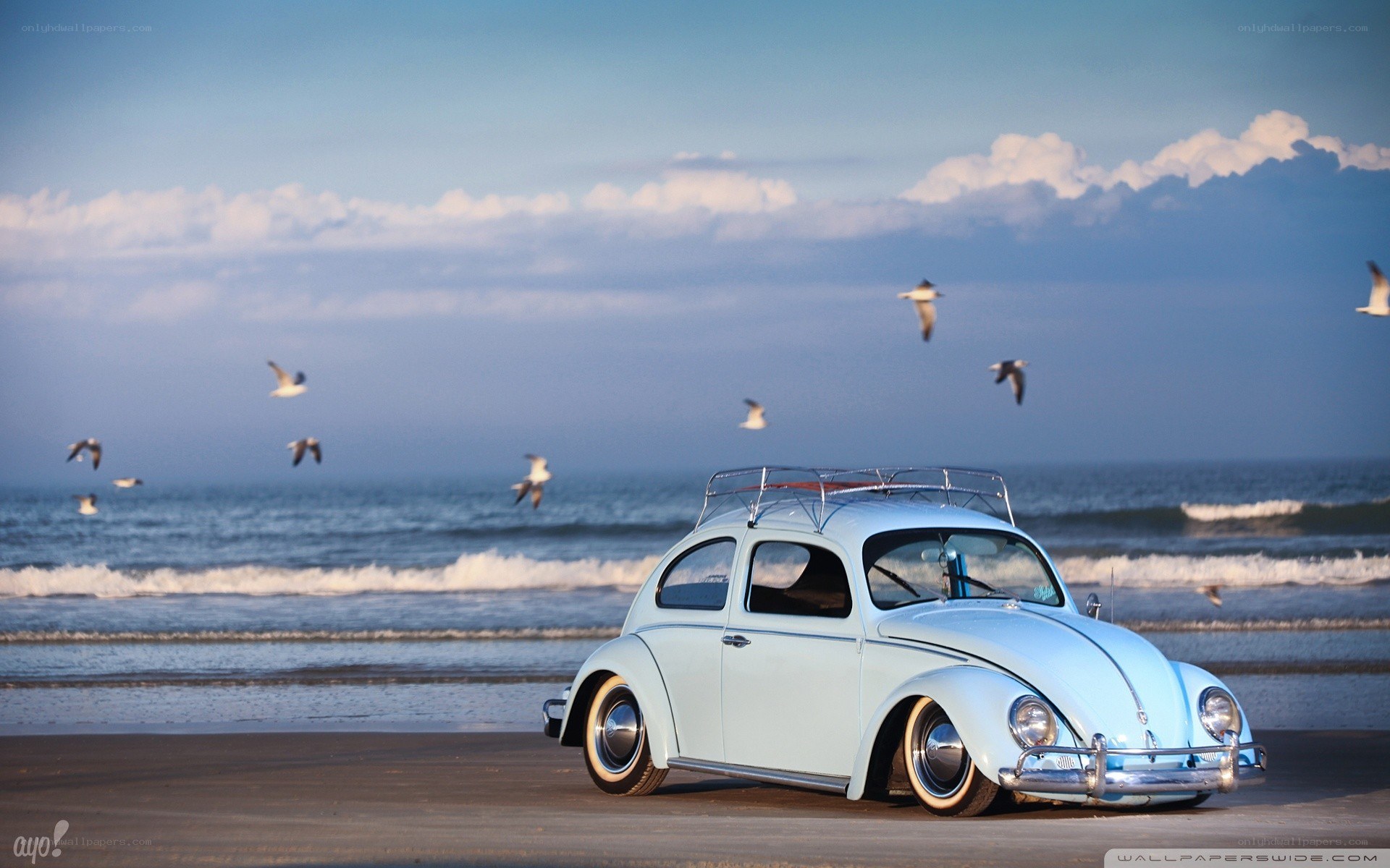 Classic car on the beach