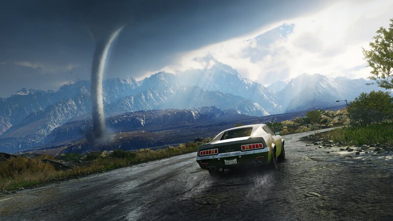 Classic Car on Wet Road