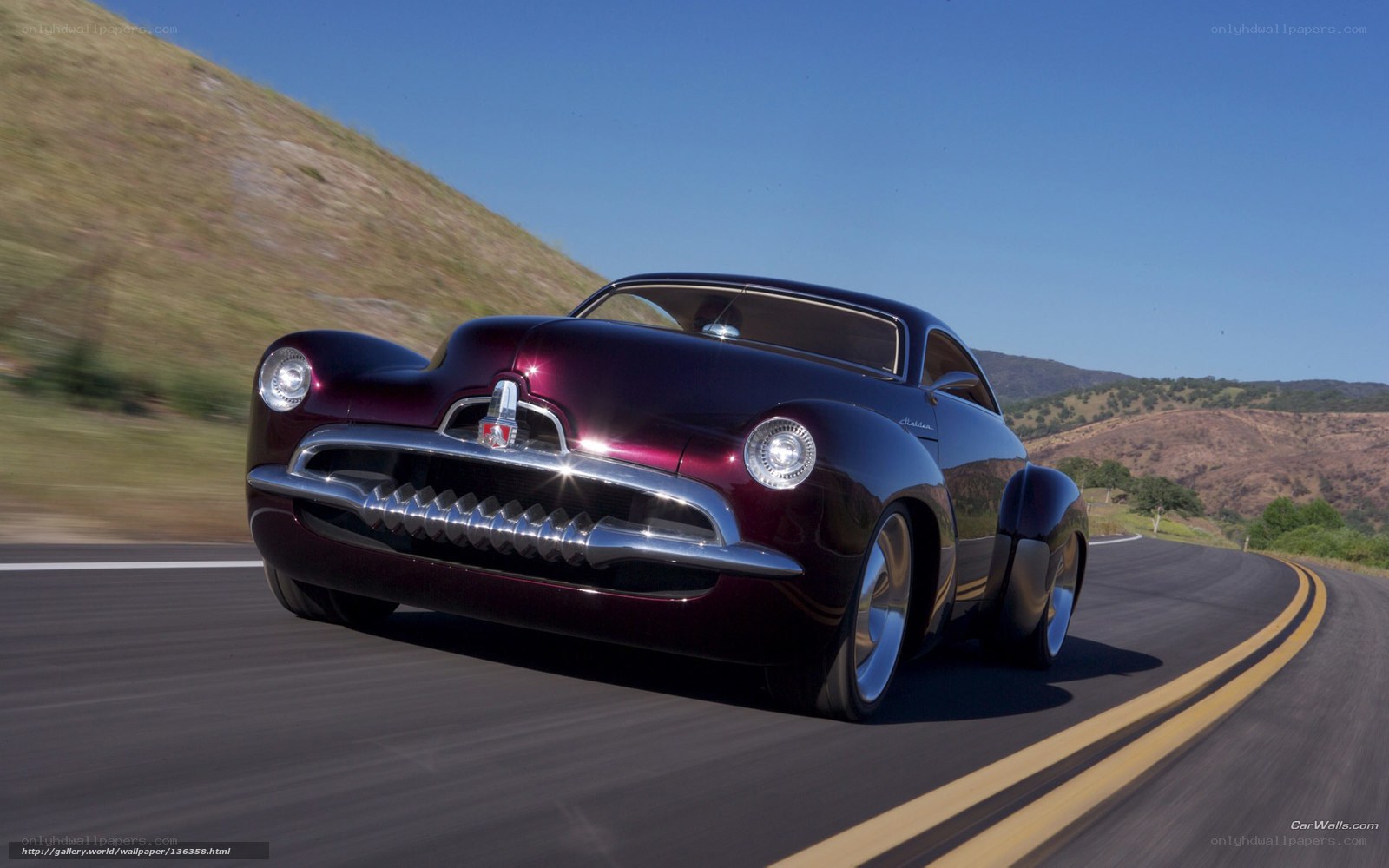 classic car on winding road