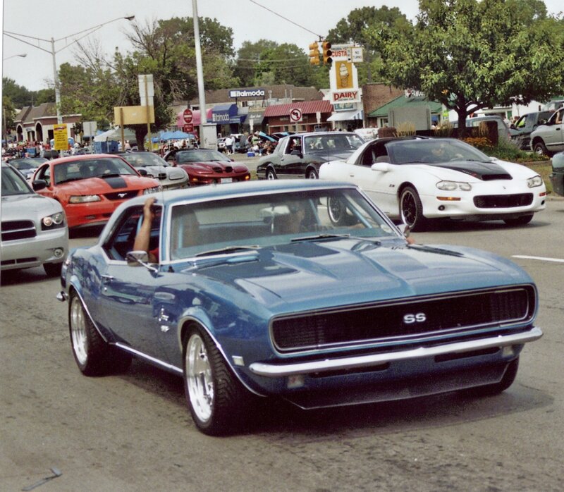 Classic car parade on a street