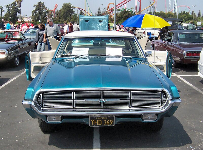 Classic car show at amusement park