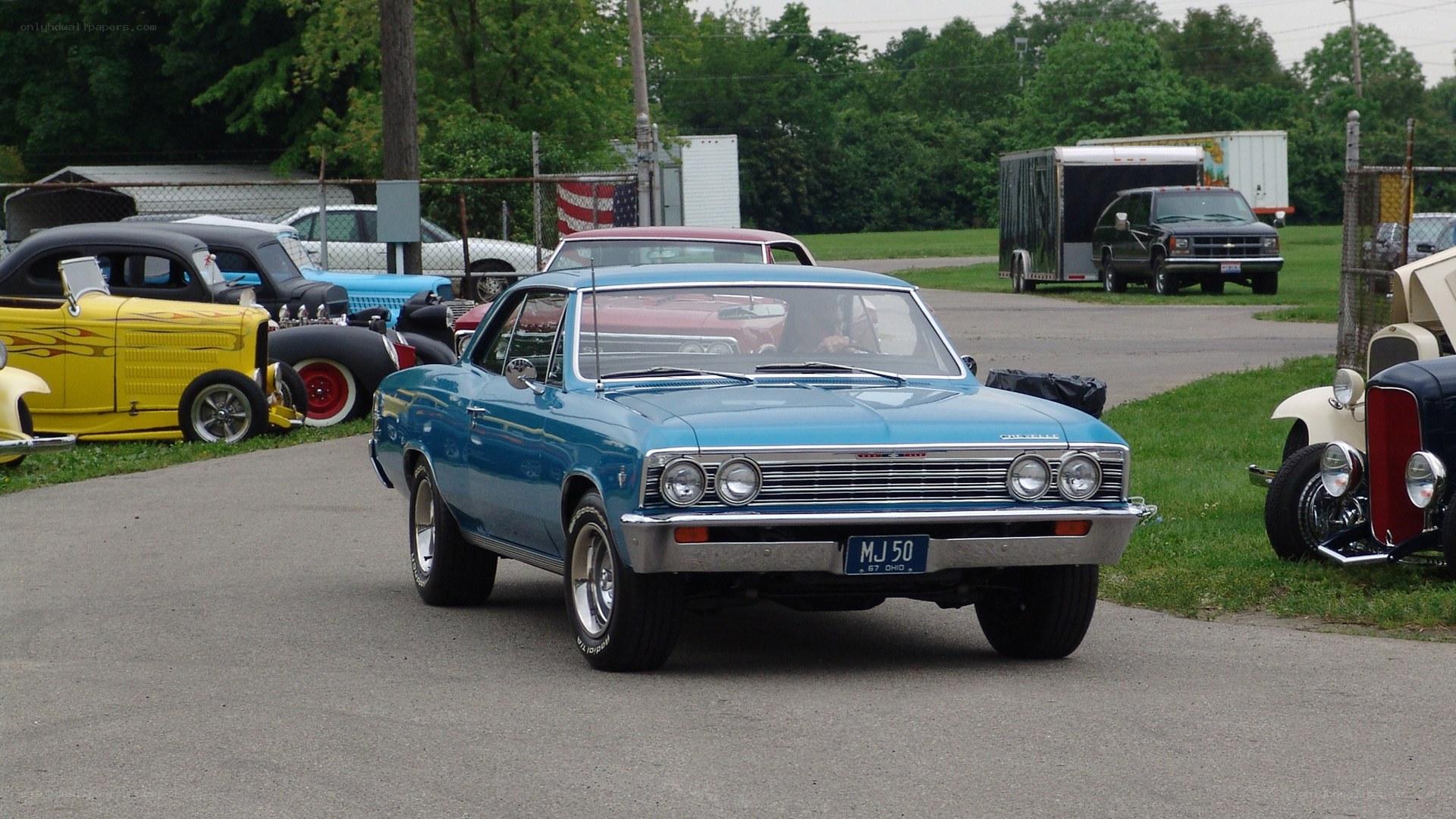 Classic car show display