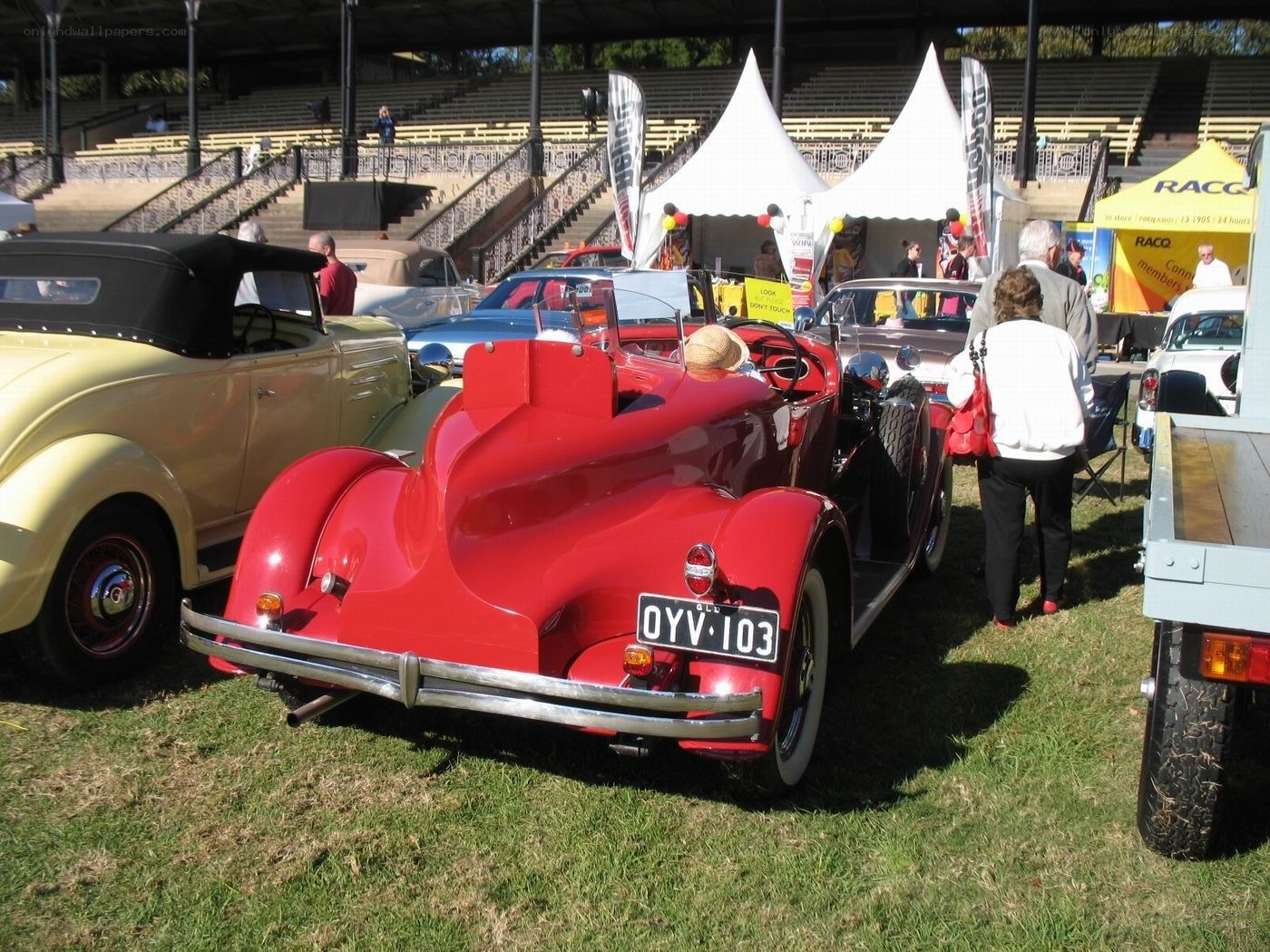Classic car show on grass