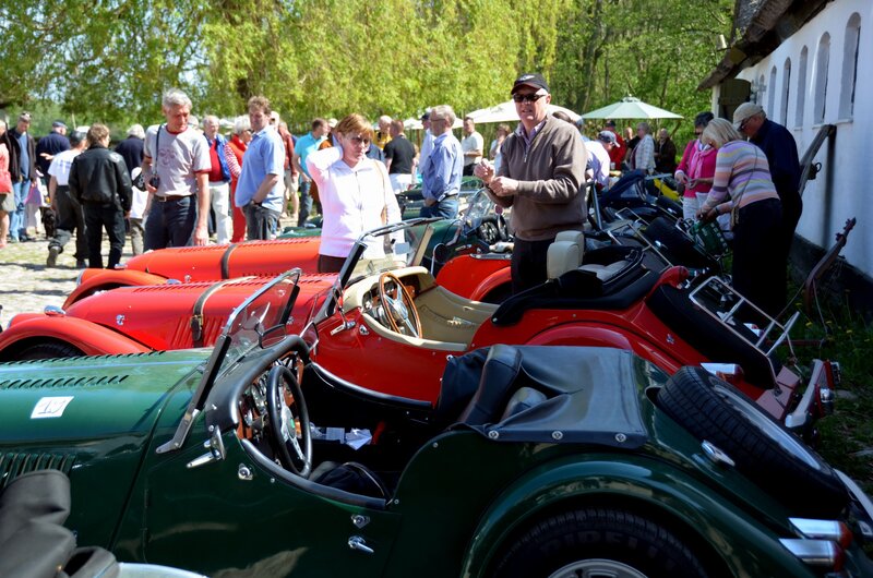 Classic car show with vintage automobiles