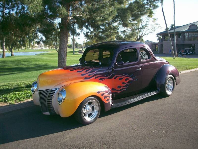 Classic Car with Flame Design — Purple