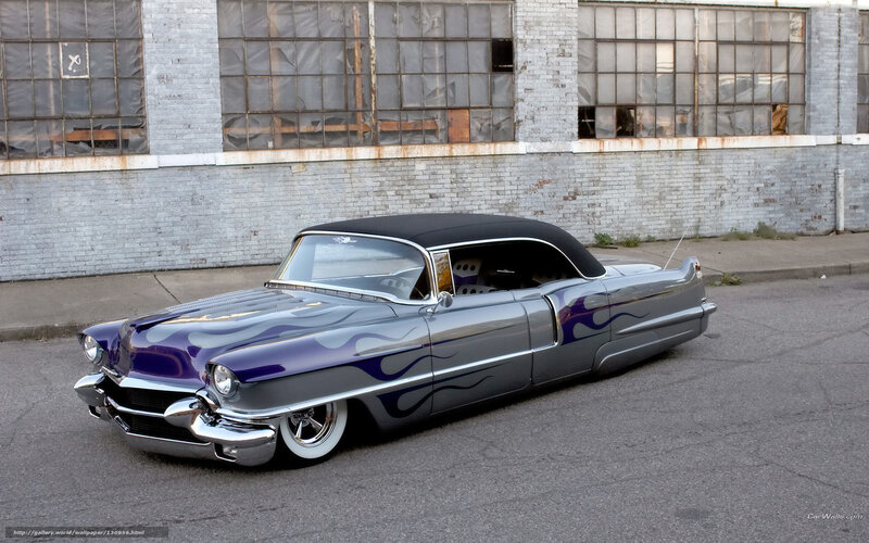 classic car with flame design