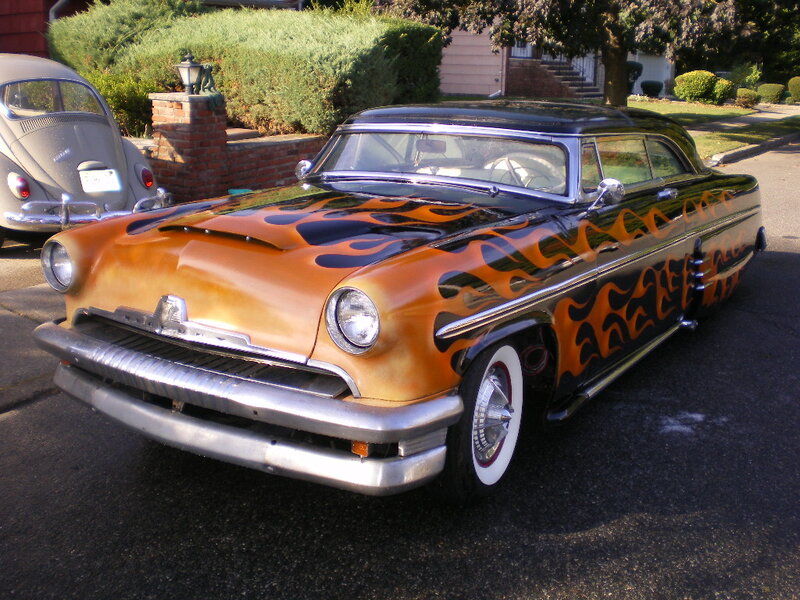 Classic Car with Flames — Orange, Calm