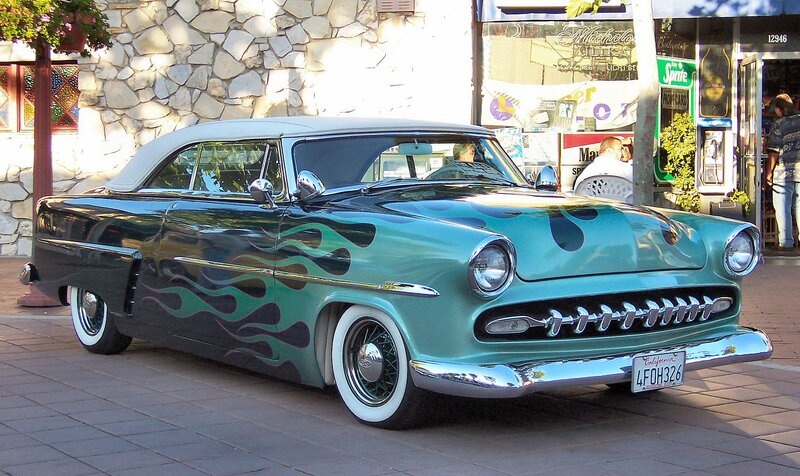 Classic Car with Flames — Teal