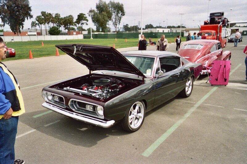 Classic Car with Open Hood — Black