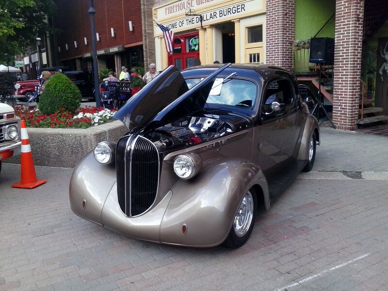 Classic Car with Open Hood — Brown