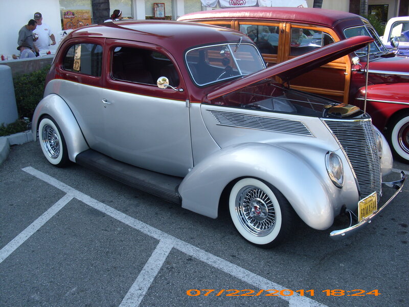 Classic Car with Open Hood — Silver