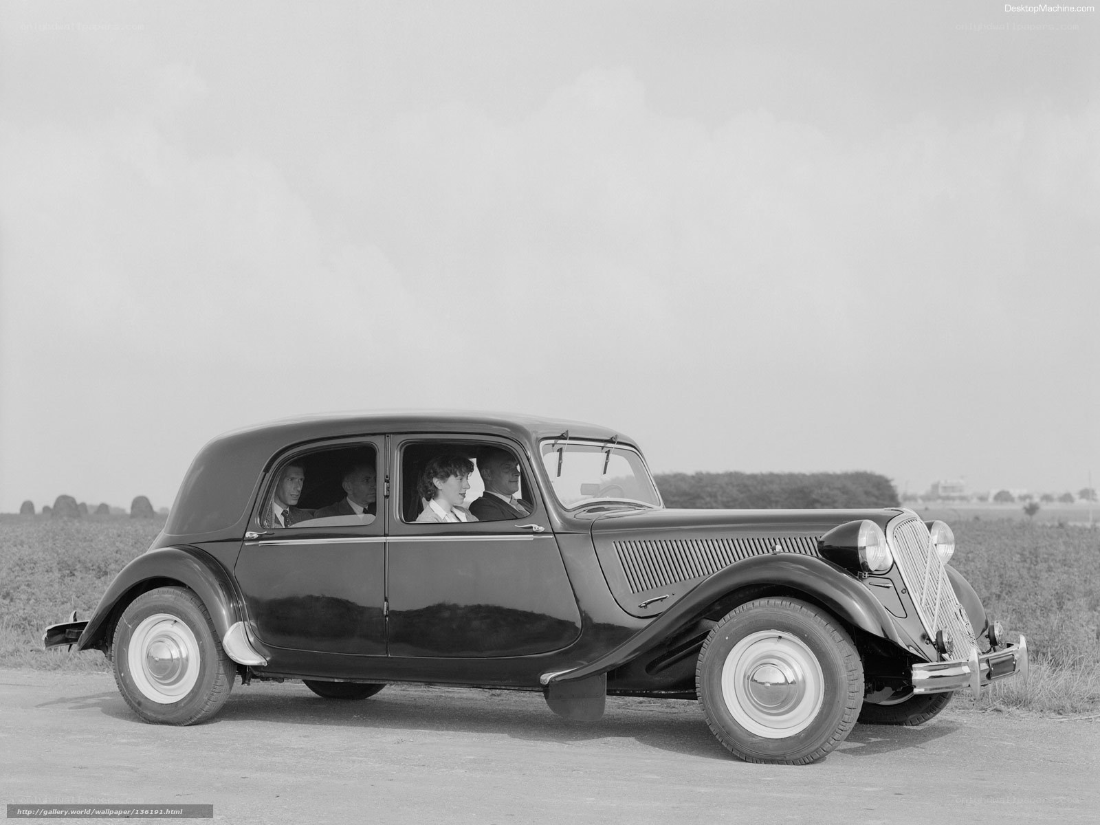 Classic car with passengers