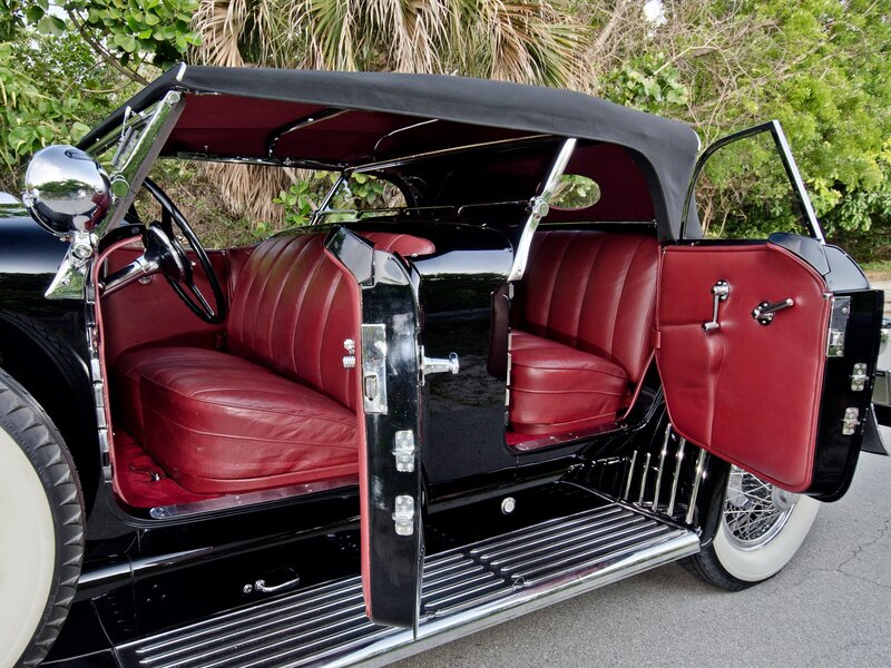 Classic car with red interior