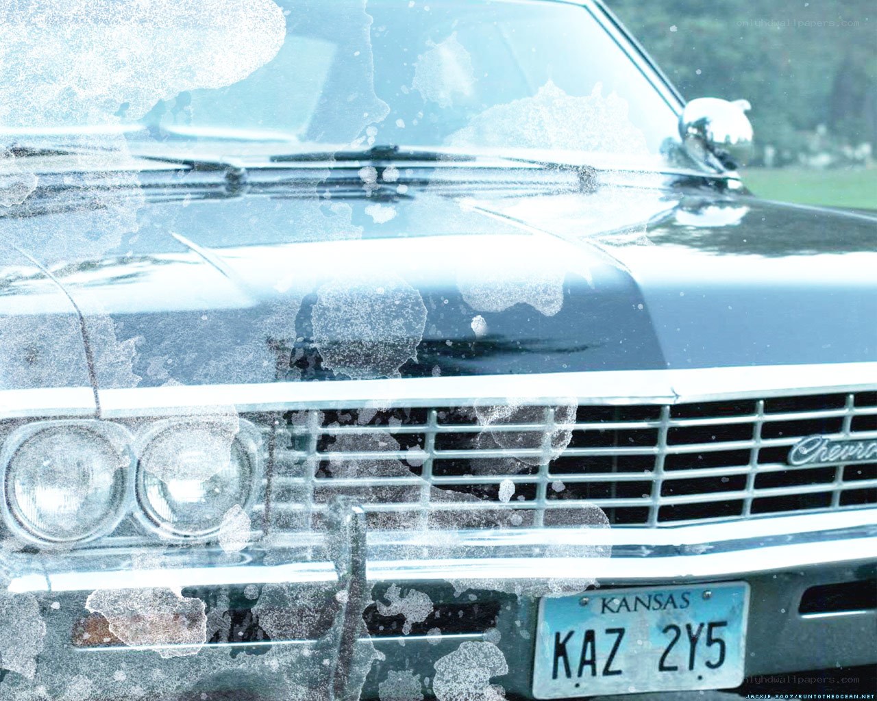 classic car with soap suds