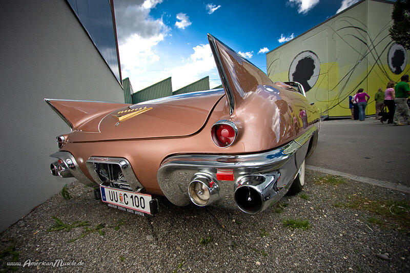 Classic car with tailfins